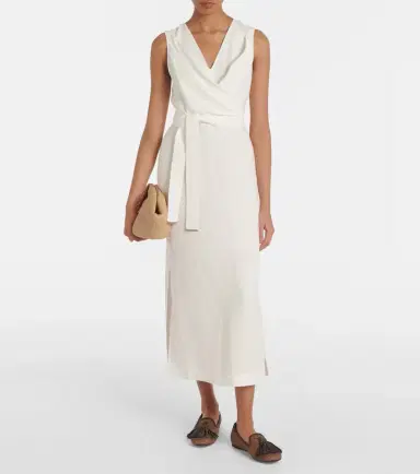 Brunello Cucinelli Gathered midi dress | Thumbnail 5 Brunello Cucinelli Gathered midi dress | Thumbnail 5