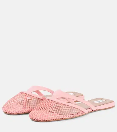 Alaïa Alaïa Patent leather-trimmed fishnet mules | Thumbnail 4 Alaïa Alaïa Patent leather-trimmed fishnet mules | Thumbnail 4