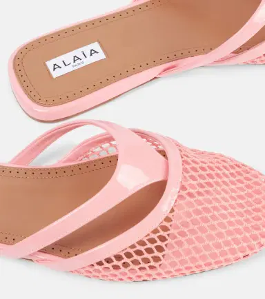 Alaïa Alaïa Patent leather-trimmed fishnet mules | Thumbnail 5 Alaïa Alaïa Patent leather-trimmed fishnet mules | Thumbnail 5
