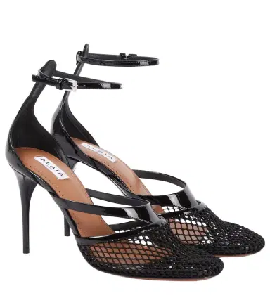 Alaïa Alaïa Infradito 90 fishnet patent leather pumps | Thumbnail 1 Alaïa Alaïa Infradito 90 fishnet patent leather pumps | Thumbnail 1