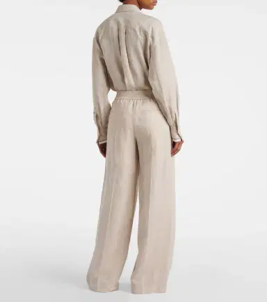 Brunello Cucinelli Linen wide-leg pants | Thumbnail 4 Brunello Cucinelli Linen wide-leg pants | Thumbnail 4