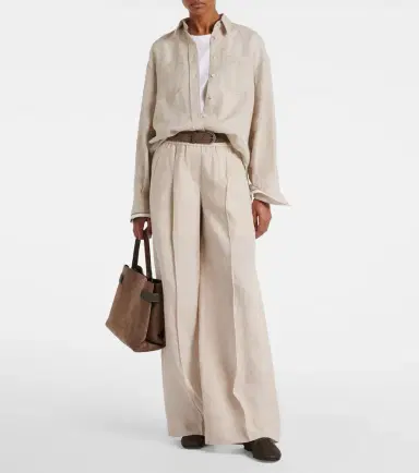 Brunello Cucinelli Linen wide-leg pants | Thumbnail 5 Brunello Cucinelli Linen wide-leg pants | Thumbnail 5