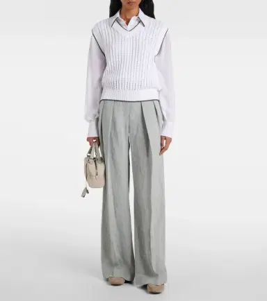 Brunello Cucinelli Linen-blend wide-leg pants | Thumbnail 2 Brunello Cucinelli Linen-blend wide-leg pants | Thumbnail 2