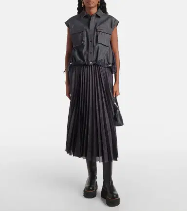 Sacai Denim pleated midi skirt | Thumbnail 2 Sacai Denim pleated midi skirt | Thumbnail 2