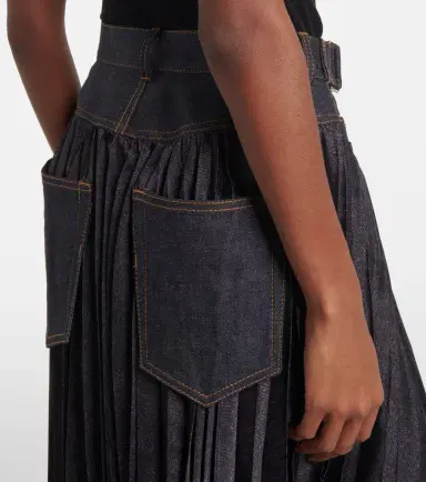 Sacai Denim pleated midi skirt | Thumbnail 3 Sacai Denim pleated midi skirt | Thumbnail 3