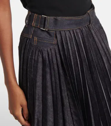 Sacai Denim pleated midi skirt | Thumbnail 4 Sacai Denim pleated midi skirt | Thumbnail 4