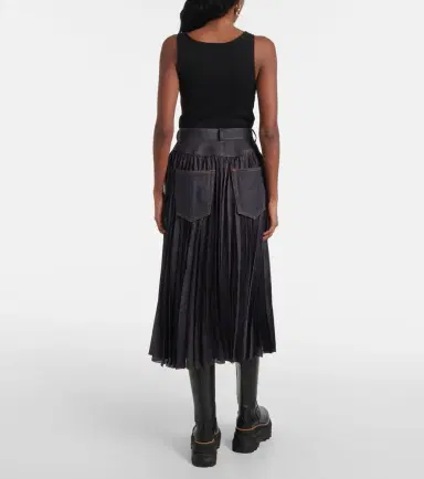 Sacai Denim pleated midi skirt | Thumbnail 5 Sacai Denim pleated midi skirt | Thumbnail 5