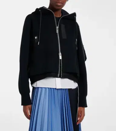 Sacai Paneled cotton-blend zip-up hoodie | Thumbnail 3 Sacai Paneled cotton-blend zip-up hoodie | Thumbnail 3
