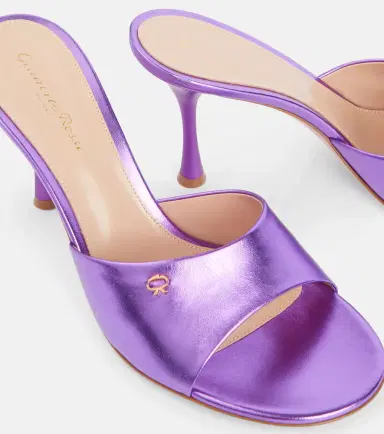 Gianvito Rossi Logo metallic leather mules | Thumbnail 4 Gianvito Rossi Logo metallic leather mules | Thumbnail 4
