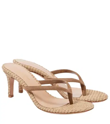 Gianvito Rossi Calypso raffia and suede thong sandals | Thumbnail 1 Gianvito Rossi Calypso raffia and suede thong sandals | Thumbnail 1