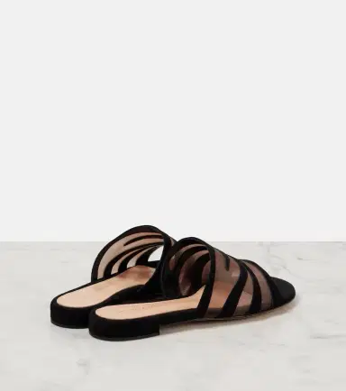 Gianvito Rossi Tigra suede and mesh slides | Thumbnail 4 Gianvito Rossi Tigra suede and mesh slides | Thumbnail 4