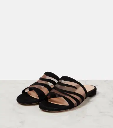Gianvito Rossi Tigra suede and mesh slides | Thumbnail 5 Gianvito Rossi Tigra suede and mesh slides | Thumbnail 5