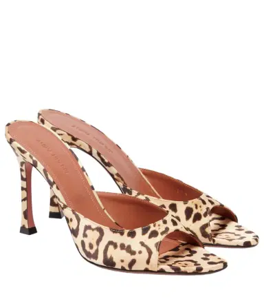 Amina Muaddi Alexa 95 leopard-print satin mules | Thumbnail 1 Amina Muaddi Alexa 95 leopard-print satin mules | Thumbnail 1