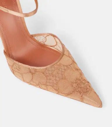 Amina Muaddi Barbara 105 satin-trimmed lace pumps | Thumbnail 2 Amina Muaddi Barbara 105 satin-trimmed lace pumps | Thumbnail 2