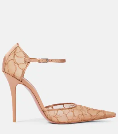Amina Muaddi Barbara 105 satin-trimmed lace pumps | Thumbnail 3 Amina Muaddi Barbara 105 satin-trimmed lace pumps | Thumbnail 3