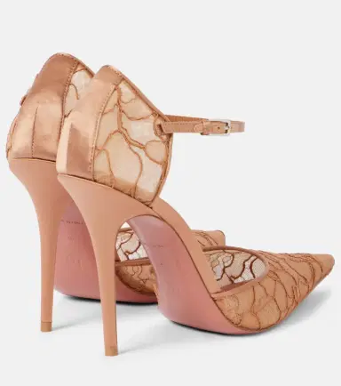Amina Muaddi Barbara 105 satin-trimmed lace pumps | Thumbnail 4 Amina Muaddi Barbara 105 satin-trimmed lace pumps | Thumbnail 4