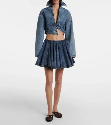 Alaia Alaïa Pleated denim miniskirt | Thumbnail 2 Alaia Alaïa Pleated denim miniskirt | Thumbnail 2