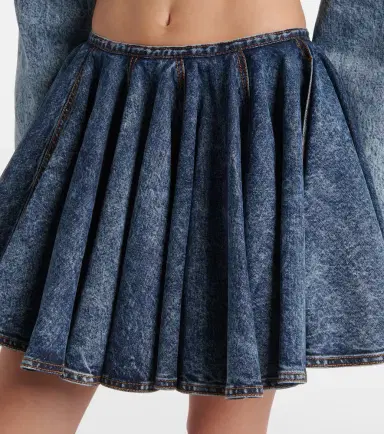 Alaia Alaïa Pleated denim miniskirt | Thumbnail 3 Alaia Alaïa Pleated denim miniskirt | Thumbnail 3