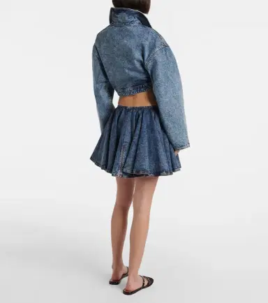 Alaia Alaïa Pleated denim miniskirt | Thumbnail 4 Alaia Alaïa Pleated denim miniskirt | Thumbnail 4