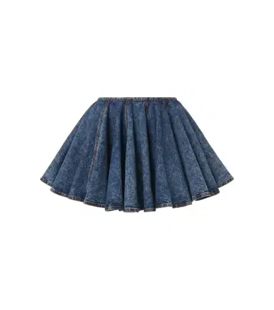 Alaia Alaïa Pleated denim miniskirt | Thumbnail 1 Alaia Alaïa Pleated denim miniskirt | Thumbnail 1