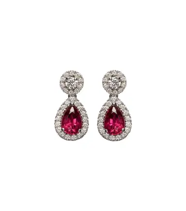 Bucherer Fine Jewellery Classics 18kt white gold drop earrings with rubies and diamonds | Thumbnail 1 Bucherer Fine Jewellery Classics 18kt white gold drop earrings with rubies and diamonds | Thumbnail 1