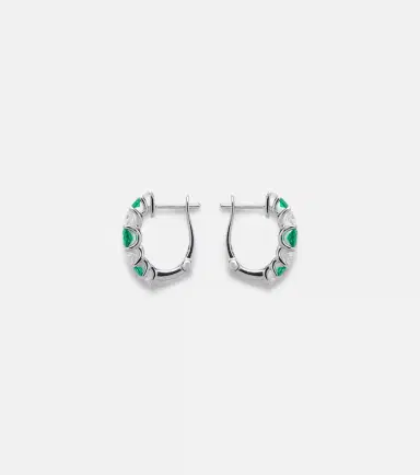 Bucherer Fine Jewellery Classics 18kt white gold hoop earrings with emeralds and diamonds | Thumbnail 2 Bucherer Fine Jewellery Classics 18kt white gold hoop earrings with emeralds and diamonds | Thumbnail 2