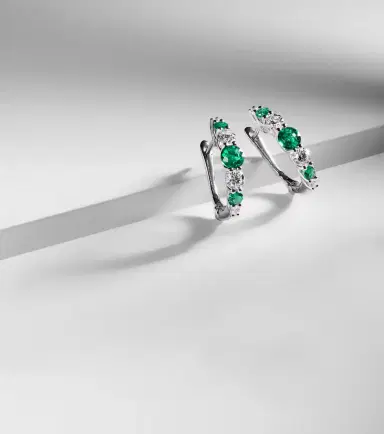 Bucherer Fine Jewellery Classics 18kt white gold hoop earrings with emeralds and diamonds | Thumbnail 3 Bucherer Fine Jewellery Classics 18kt white gold hoop earrings with emeralds and diamonds | Thumbnail 3