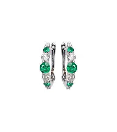 Bucherer Fine Jewellery Classics 18kt white gold hoop earrings with emeralds and diamonds | Thumbnail 1 Bucherer Fine Jewellery Classics 18kt white gold hoop earrings with emeralds and diamonds | Thumbnail 1