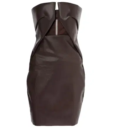 Rick Owens Prong cutout coated denim bustier dress | Thumbnail 1 Rick Owens Prong cutout coated denim bustier dress | Thumbnail 1