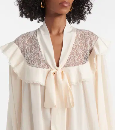 Stella McCartney Bow-detail lace-trimmed silk blouse | Thumbnail 4 Stella McCartney Bow-detail lace-trimmed silk blouse | Thumbnail 4