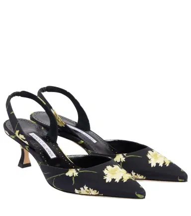 Manolo Blahnik Carolyne 50 floral slingback pumps | Thumbnail 1 Manolo Blahnik Carolyne 50 floral slingback pumps | Thumbnail 1