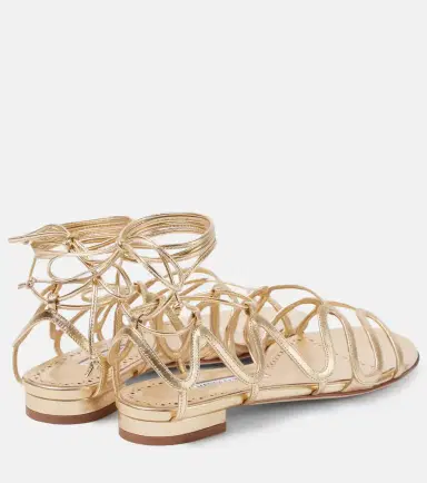Manolo Blahnik Fawdaflat metallic leather sandals | Thumbnail 3 Manolo Blahnik Fawdaflat metallic leather sandals | Thumbnail 3