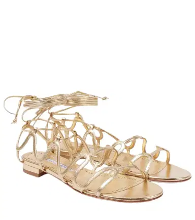 Manolo Blahnik Fawdaflat metallic leather sandals | Thumbnail 1 Manolo Blahnik Fawdaflat metallic leather sandals | Thumbnail 1
