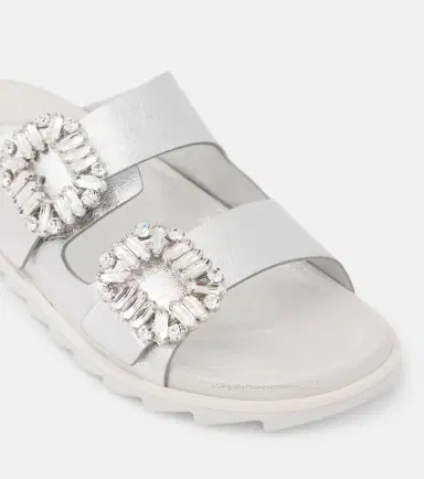 Roger Vivier Crystal-embellished metallic leather slides | Thumbnail 5 Roger Vivier Crystal-embellished metallic leather slides | Thumbnail 5