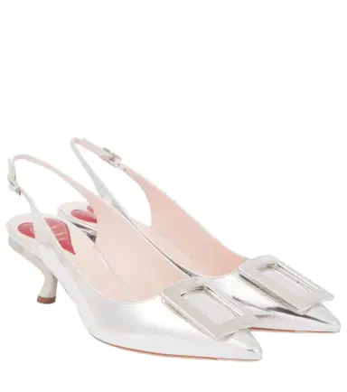 Roger Vivier Virgule 55 metallic leather slingback pumps | Thumbnail 1 Roger Vivier Virgule 55 metallic leather slingback pumps | Thumbnail 1
