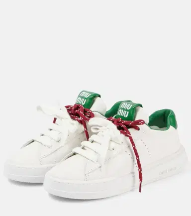 Miu Miu Logo leather sneakers | Thumbnail 4 Miu Miu Logo leather sneakers | Thumbnail 4