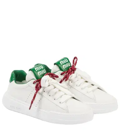 Miu Miu Logo leather sneakers | Thumbnail 1 Miu Miu Logo leather sneakers | Thumbnail 1
