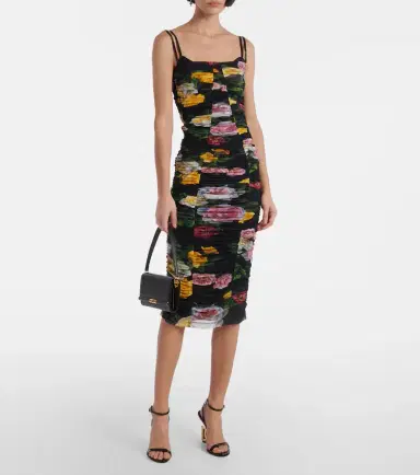 Dolce & Gabbana Floral ruched tulle midi dress | Thumbnail 3 Dolce & Gabbana Floral ruched tulle midi dress | Thumbnail 3