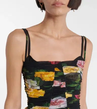 Dolce & Gabbana Floral ruched tulle midi dress | Thumbnail 4 Dolce & Gabbana Floral ruched tulle midi dress | Thumbnail 4