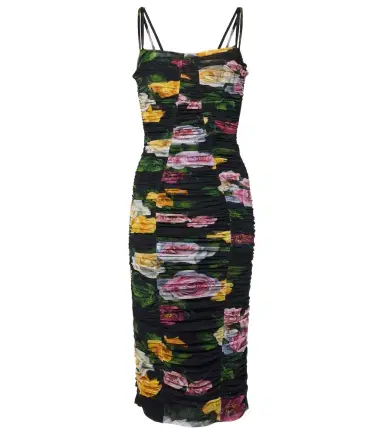 Dolce & Gabbana Floral ruched tulle midi dress | Thumbnail 1 Dolce & Gabbana Floral ruched tulle midi dress | Thumbnail 1