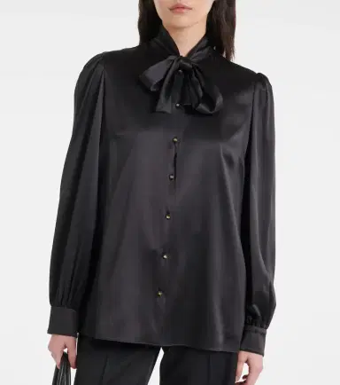 Dolce & Gabbana Tie-neck silk-blend satin blouse | Thumbnail 2 Dolce & Gabbana Tie-neck silk-blend satin blouse | Thumbnail 2
