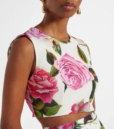 Dolce & Gabbana Floral cotton-blend crop top | Thumbnail 3 Dolce & Gabbana Floral cotton-blend crop top | Thumbnail 3