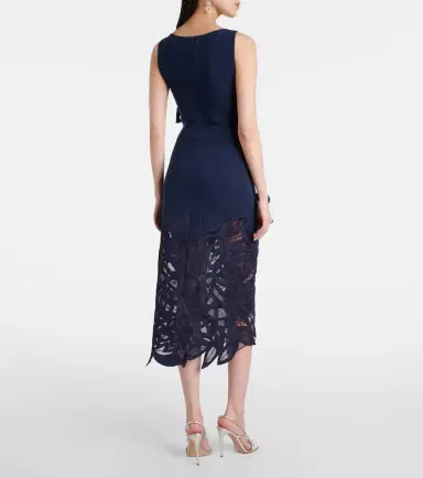 Oscar de la Renta Floral-appliqué lace midi dress | Thumbnail 3 Oscar de la Renta Floral-appliqué lace midi dress | Thumbnail 3