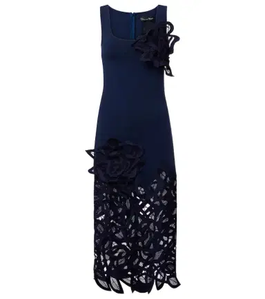 Oscar de la Renta Floral-appliqué lace midi dress | Thumbnail 1 Oscar de la Renta Floral-appliqué lace midi dress | Thumbnail 1