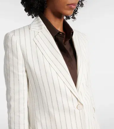 Max Mara Jadi striped cotton and linen blazer | Thumbnail 3 Max Mara Jadi striped cotton and linen blazer | Thumbnail 3