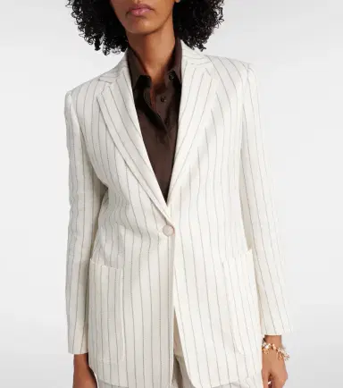 Max Mara Jadi striped cotton and linen blazer | Thumbnail 6 Max Mara Jadi striped cotton and linen blazer | Thumbnail 6