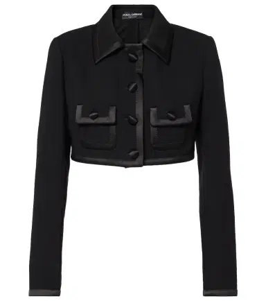 Dolce & Gabbana Cropped wool and silk-blend jacket | Thumbnail 1 Dolce & Gabbana Cropped wool and silk-blend jacket | Thumbnail 1