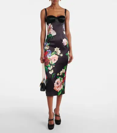 Dolce & Gabbana Floral satin midi dress | Thumbnail 2 Dolce & Gabbana Floral satin midi dress | Thumbnail 2