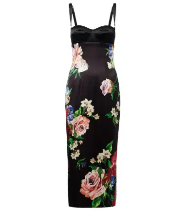 Dolce & Gabbana Floral satin midi dress | Thumbnail 1 Dolce & Gabbana Floral satin midi dress | Thumbnail 1