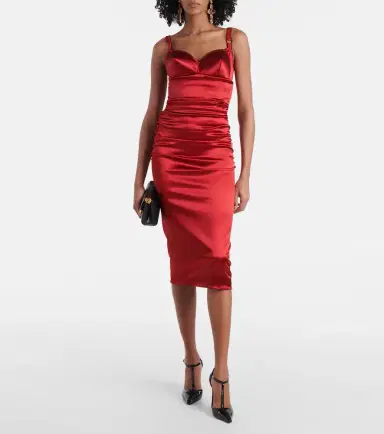 Dolce & Gabbana Ruched satin midi dress | Thumbnail 2 Dolce & Gabbana Ruched satin midi dress | Thumbnail 2